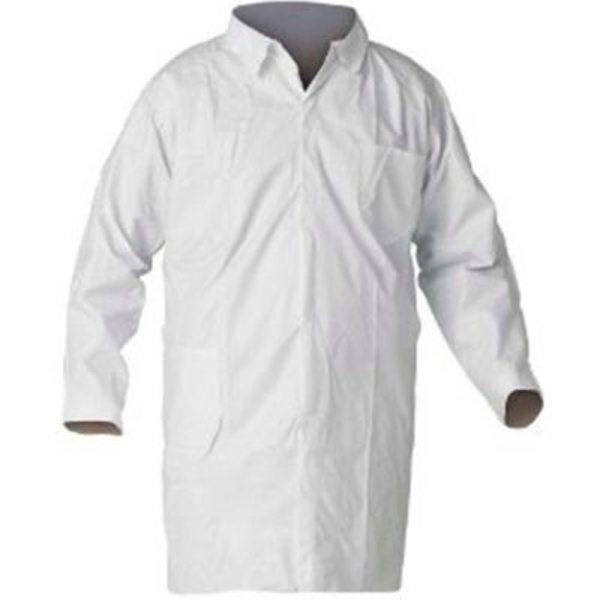 Keystone Safety KeyGuard® Lab Coat, No Pockets, Open Wrists, Snap Front, Single Collar, White, 3XL, 30/Case LC0-WO-KG-3XL